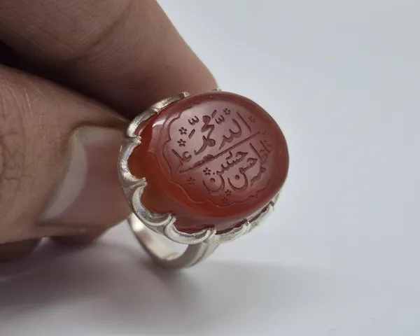 Red_Agate_Sterling_Silver_Panjtan_Calligraphy_Ring_For_Men