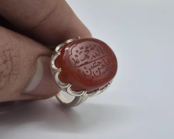 Red_Agate_Sterling_Silver_Panjtan_Calligraphy_Ring_For_Men