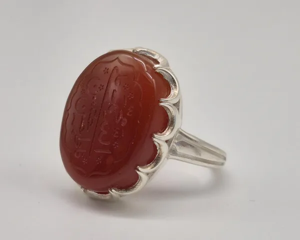 Red_Agate_Sterling_Silver_Panjtan_Calligraphy_Ring_For_Men