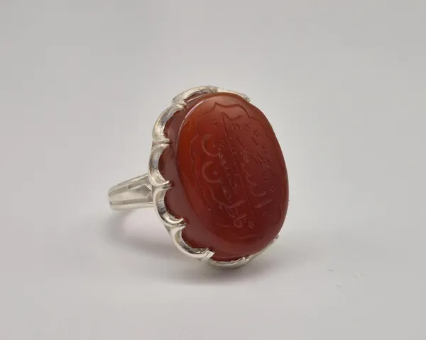 Red_Agate_Sterling_Silver_Panjtan_Calligraphy_Ring_For_Men