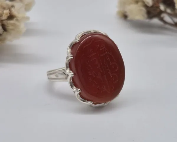 Red_Agate_Sterling_Silver_Panjtan_Calligraphy_Ring_For_Men