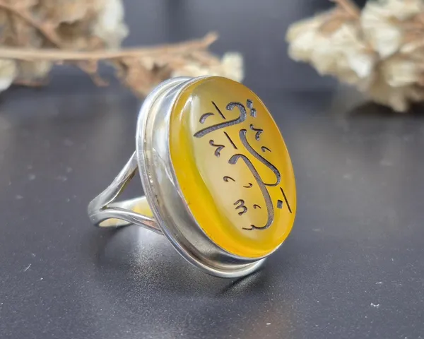 Yellow_Agate_Sterling_Silver_Islamic_Engraved_Ring_For_Men