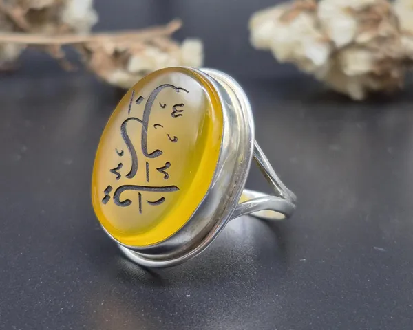 Yellow_Agate_Sterling_Silver_Islamic_Engraved_Ring_For_Men
