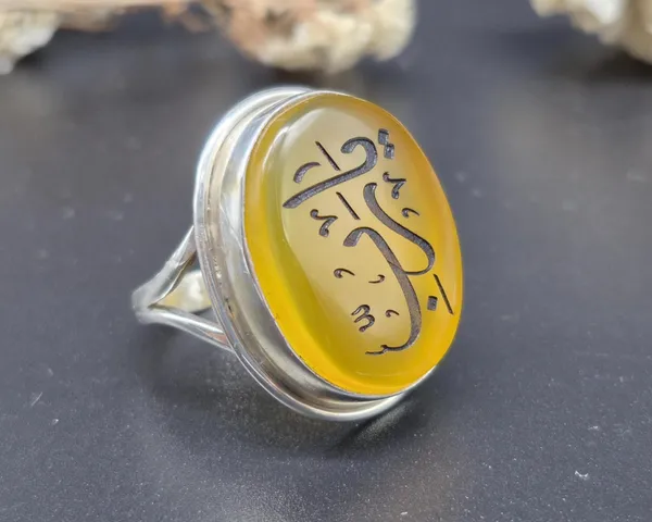 Yellow_Agate_Sterling_Silver_Islamic_Engraved_Ring_For_Men