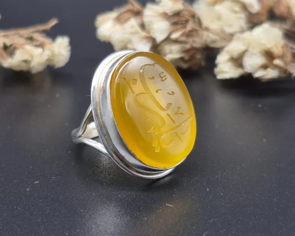 Yellow_Agate_Sterling_Silver_Ya_Rabbi_Engraved_Ring_For_Men