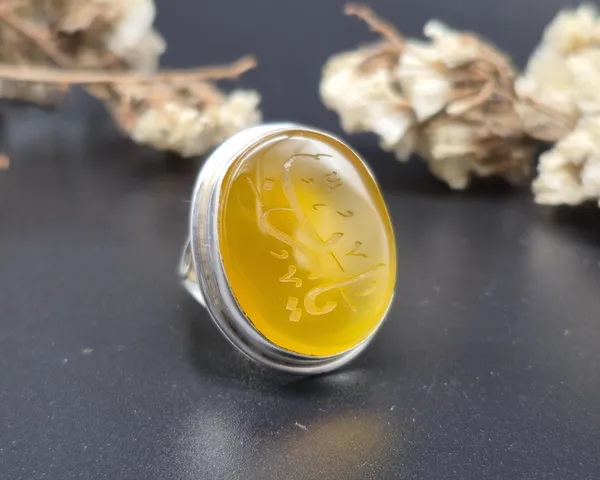 Yellow_Agate_Sterling_Silver_Ya_Rabbi_Engraved_Ring_For_Men