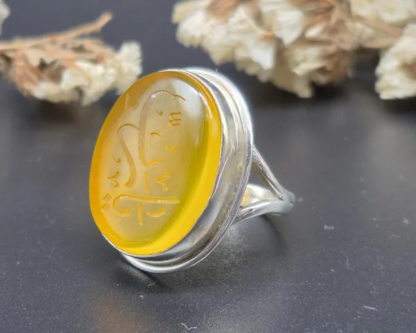 Yellow_Agate_Sterling_Silver_Ya_Rabbi_Engraved_Ring_For_Men