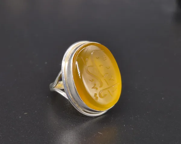 Yellow_Agate_Sterling_Silver_Ya_Rabbi_Engraved_Ring_For_Men