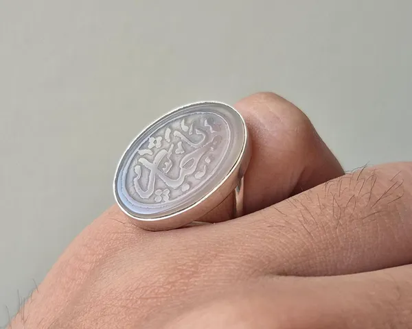 White_Agate_925_Sterling_Silver_Ya_Jabbar_Calligraphy_Ring_For_Men