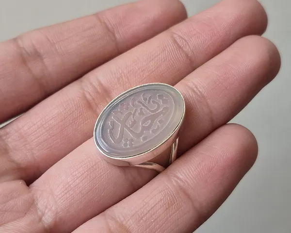 White_Agate_925_Sterling_Silver_Ya_Jabbar_Calligraphy_Ring_For_Men