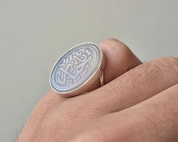 White_Agate_925_Sterling_Silver_Ya_Jabbar_Calligraphy_Ring_For_Men