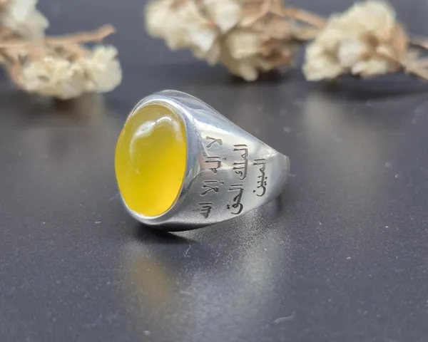 Yellow_Agate_Sterling_Silver_Calligraphy_Ring_For_Men
