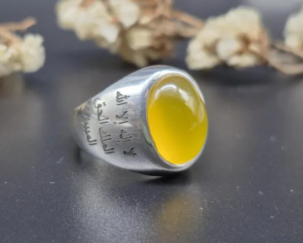 Yellow_Agate_Sterling_Silver_Calligraphy_Ring_For_Men