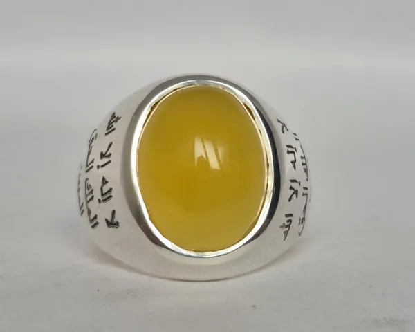 Yellow_Agate_Sterling_Silver_Calligraphy_Ring_For_Men