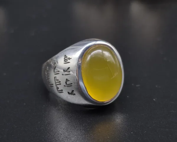 Yellow_Agate_Sterling_Silver_Calligraphy_Ring_For_Men