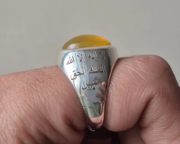 Yellow_Agate_Sterling_Silver_Calligraphy_Ring_For_Men