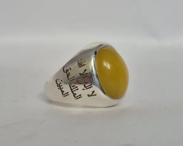 Yellow_Agate_Sterling_Silver_Calligraphy_Ring_For_Men