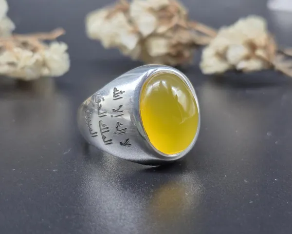 Yellow_Agate_Sterling_Silver_Calligraphy_Ring_For_Men