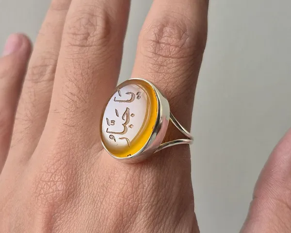 Yellow_Agate_Sterling_Silver_Arabic_Calligraphy_Ring_For_Men