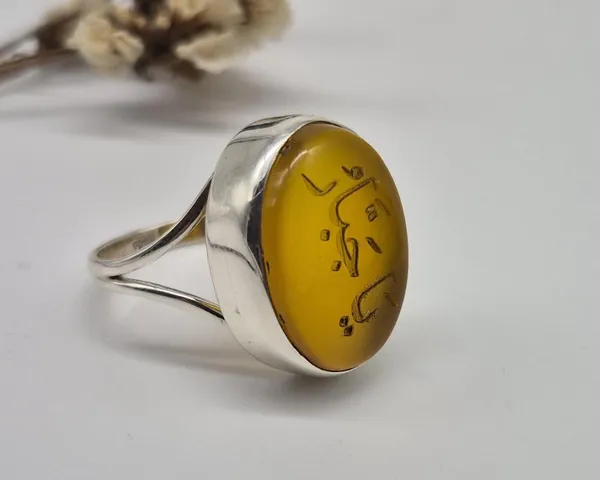 Yellow_Agate_Sterling_Silver_Arabic_Calligraphy_Ring_For_Men