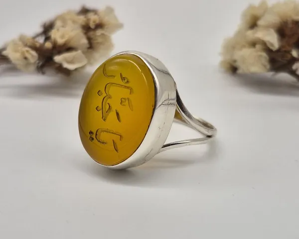 Yellow_Agate_Sterling_Silver_Arabic_Calligraphy_Ring_For_Men
