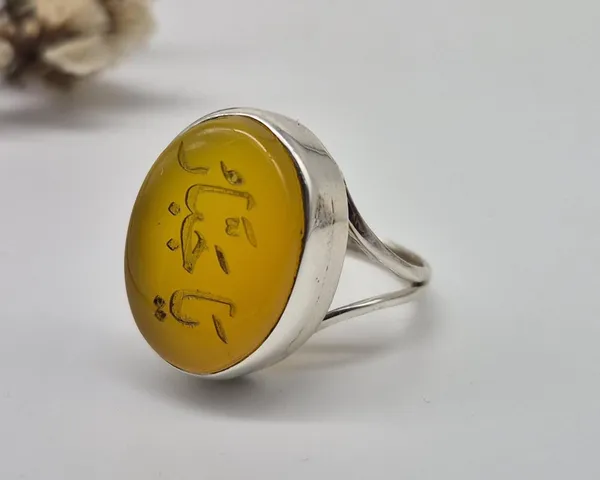 Yellow_Agate_Sterling_Silver_Arabic_Calligraphy_Ring_For_Men