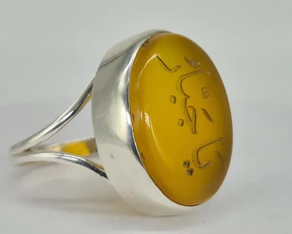 Yellow_Agate_Sterling_Silver_Arabic_Calligraphy_Ring_For_Men