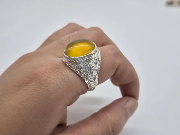 925_silver_Islamic_Aqeeq_(Agate)_Ring,_Islamic_Ring,_ALI_Ring,_aqeeq,_Yellow_Aqeeq_Ring,_Islamic_Jewelry,_Natural_Aqeeq_Ring,_Muslim_Ring,_Agate_,_