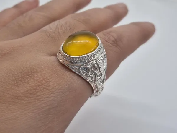 925_silver_Islamic_Aqeeq_(Agate)_Ring,_Islamic_Ring,_ALI_Ring,_aqeeq,_Yellow_Aqeeq_Ring,_Islamic_Jewelry,_Natural_Aqeeq_Ring,_Muslim_Ring,_Agate_,_