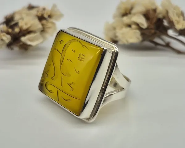 Yellow_Agate_Sterling_Silver_Ya_Rabbi_Square_Ring_For_Men