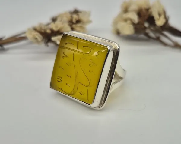 Yellow_Agate_Sterling_Silver_Ya_Rabbi_Square_Ring_For_Men