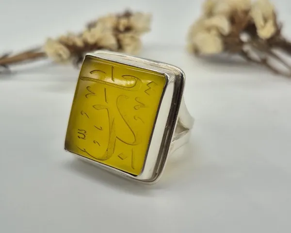 Yellow_Agate_Sterling_Silver_Ya_Rabbi_Square_Ring_For_Men
