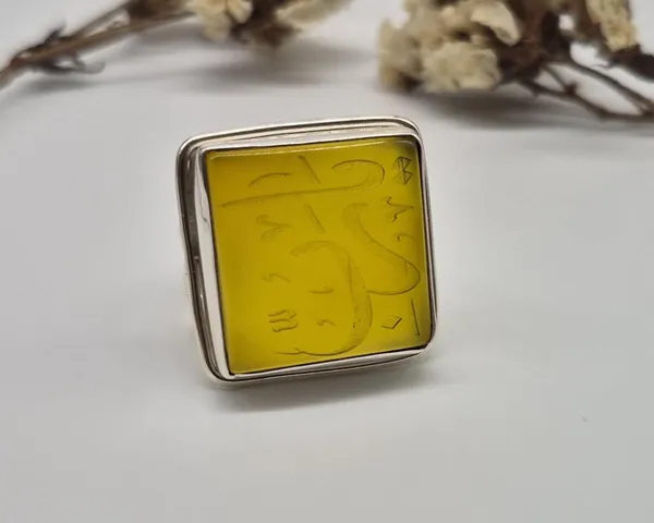 Yellow_Agate_Sterling_Silver_Ya_Rabbi_Square_Ring_For_Men