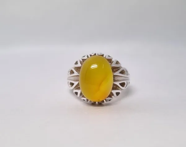 Yellow_Agate_Silver_Handcrafted_Ring_For_Men