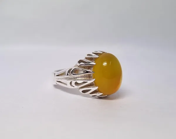 Yellow_Agate_Silver_Handcrafted_Ring_For_Men