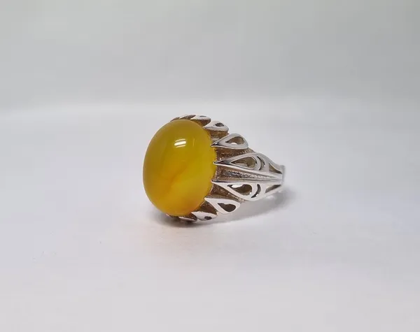 Yellow_Agate_Silver_Handcrafted_Ring_For_Men