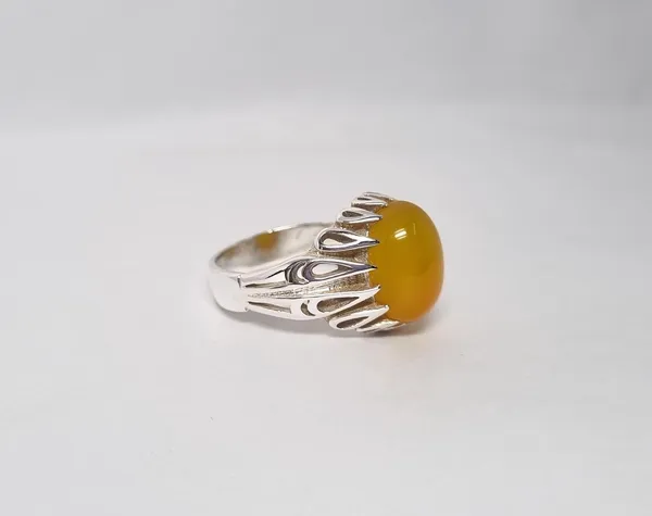 Yellow_Agate_Silver_Handcrafted_Ring_For_Men