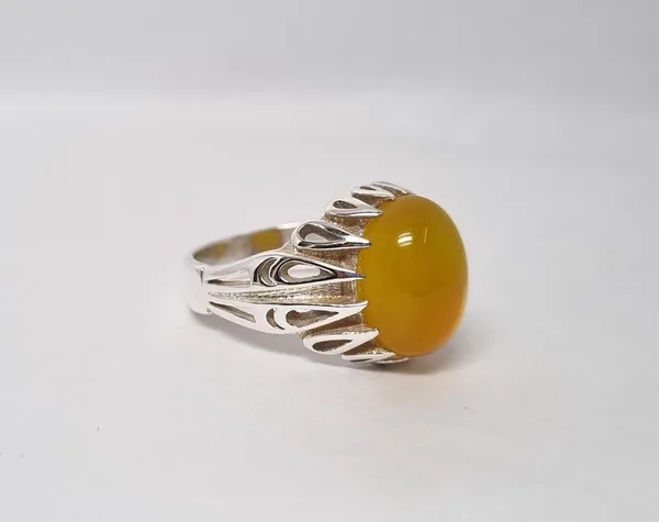 Yellow_Agate_Silver_Handcrafted_Ring_For_Men