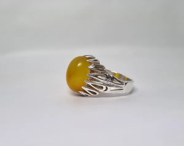 Yellow_Agate_Silver_Handcrafted_Ring_For_Men