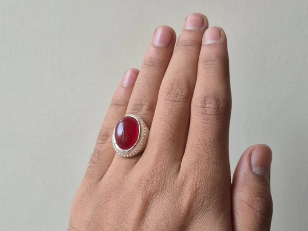 Red_Agate_Sterling_Silver_Boho_Oval_Gemstone_Ring_For_Men