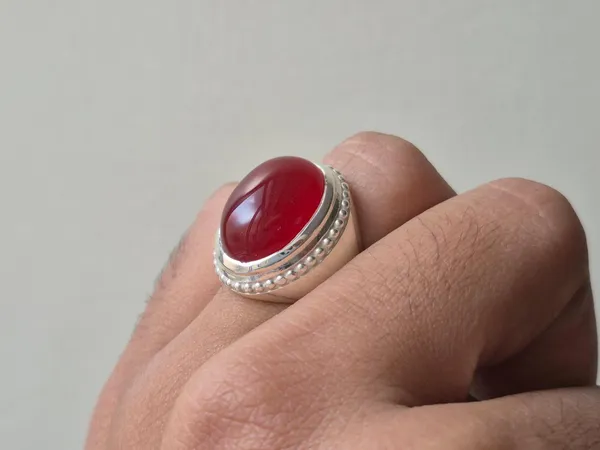 Red_Agate_Sterling_Silver_Boho_Oval_Gemstone_Ring_For_Men