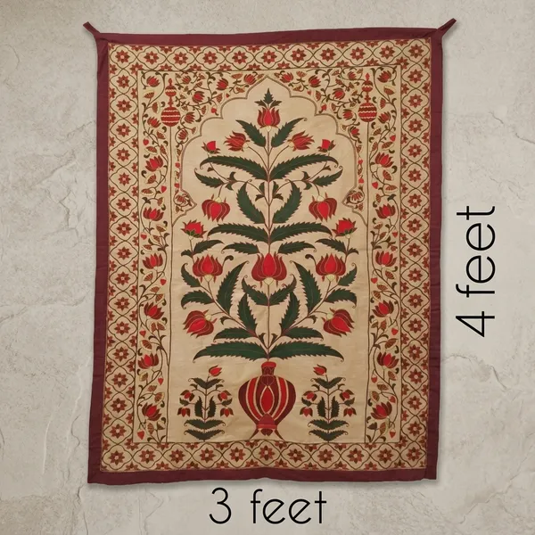 Silk_Mughal_Handmade_Embroidery_Floral_Wall_Hanging