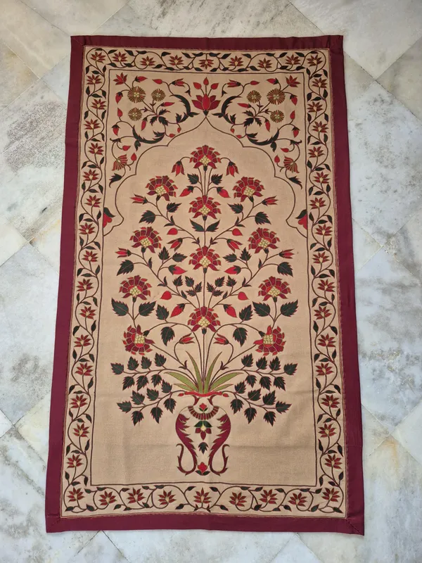 Silk_Mughal_Floral_Vase_Silk_Thread_Embroidered_Wall_Hanging