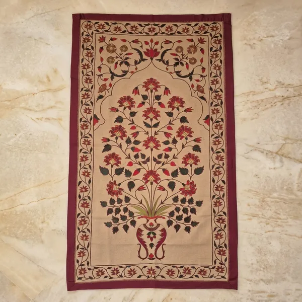 Silk_Mughal_Floral_Vase_Silk_Thread_Embroidered_Wall_Hanging
