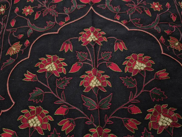 Cotton_Mughal_Red_Floral_Tree_Of_Life_Embroidery_Wall_Hanging
