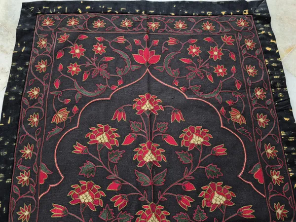 Cotton_Mughal_Red_Floral_Tree_Of_Life_Embroidery_Wall_Hanging