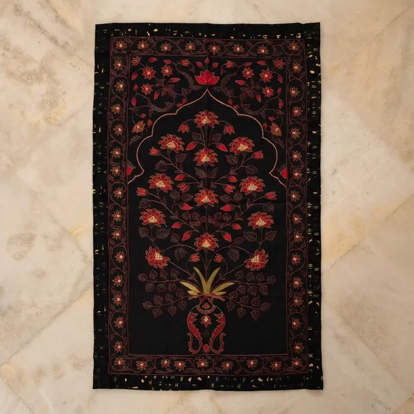 Cotton_Mughal_Red_Floral_Tree_Of_Life_Embroidery_Wall_Hanging
