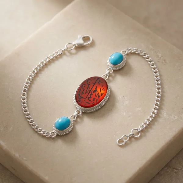 Multicolour_Agate_Turquoise_Silver_Plated_Adjustable_Bracelet_Unisex