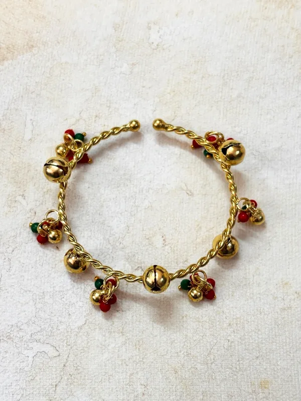 2Pcs_18K_Gold_Toned_Adjustable_Ghungroo_Traditional_Bangles
