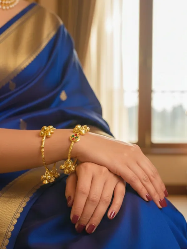 2Pcs_Gold_Toned_Adjustable_Ghungroo_Traditional_Bangles
